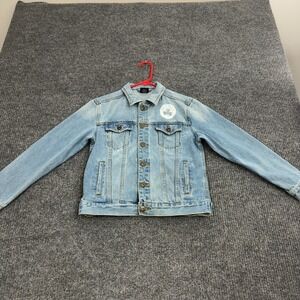 Boston Celtics‎ NBA Denim Jacket Kids M Blue 100% Cotton Graphic Back Sporty